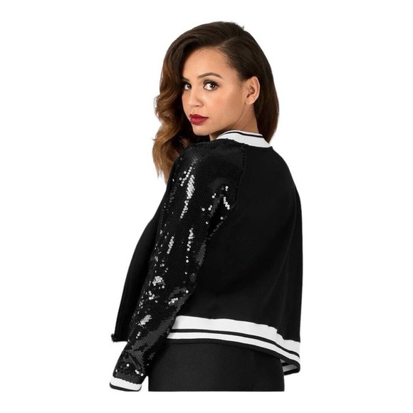 Double Platinum Sequin Varsity Jacket Black Small Dancewear Hip hop - Picture 4 of 4